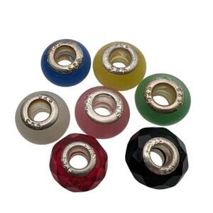 Seven 925 Sterling Silver Glass Bead Charms